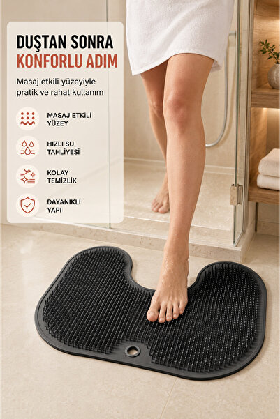 Veylora34 Vantuzlu Sırt Ve Ayak Masaj Duş Matı 33x23 Cm-Ovma Ve Temizleme Pedi.
