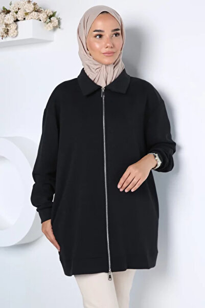 TOZLU Stylish Zippered Hijab Cardigan