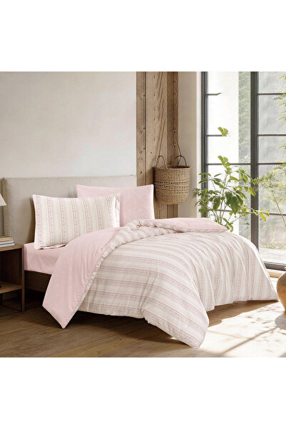 Pazar Home Bedding مفرش بازار هوم هيرث قطني كوين 4 قطع 240 × 220 سم بحشوة مخيطة