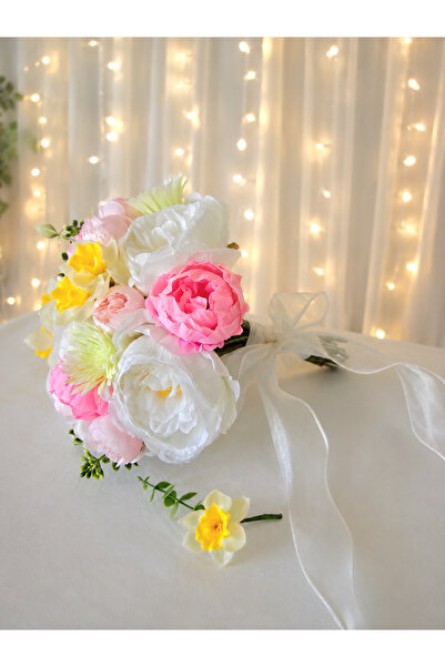 LeCiel Atelier Peony Gelin Buketi Şakayık Nergis Gelin Çiçeği
