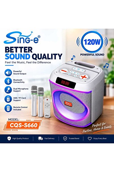 singe مكبر صوت محمول للحفلات CQS-S660، لاسلكي بتقنية البلوتوث، للاستخدام المن...