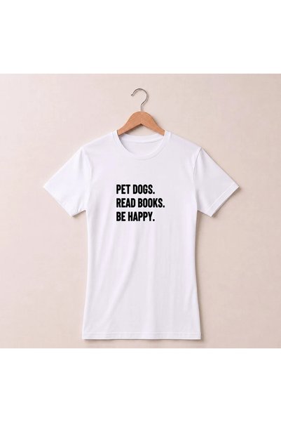Petgifts Tricou Personalizat "Pet Dogs. Read Books. Be Happy." - Bumbac 100% ...