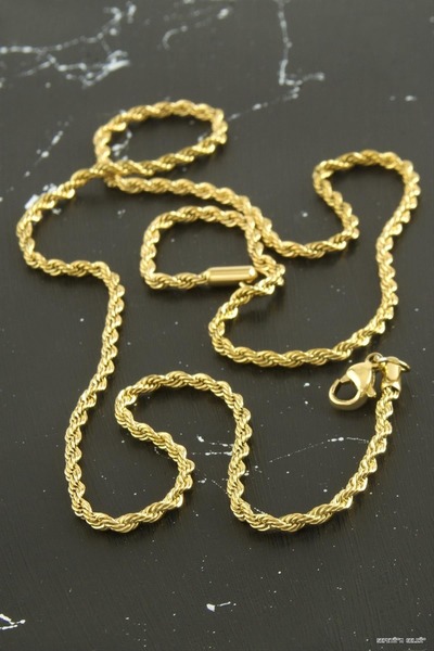 ZERO LAND Spt-Gld Twisted Chain Steel Necklace 55 (131856) cm Yellow