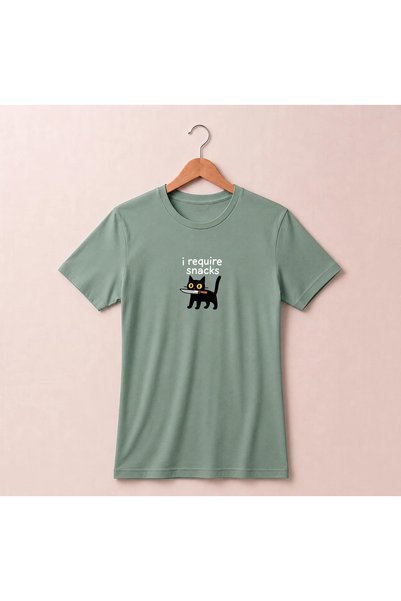 Petgifts Tricou Personalizat "I Require Snacks" - Bumbac 100% Sage Marime S