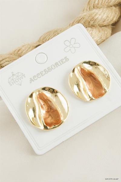ZERO LAND Spt-Gld Round Enamel (133137) Earring Tile