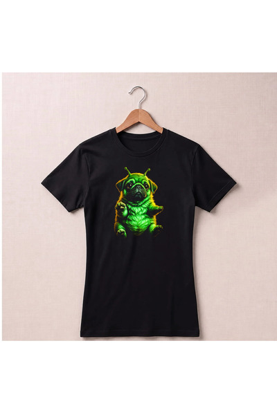 Petgifts Tricou Personalizat "Neon Pug" - Bumbac 100% Negru Marime Xs