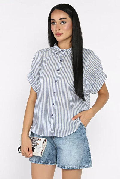 TOZLU Gülseli Elastic Sleeve Short Shirt
