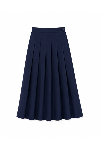 FASHION Girls' Plain Gathered School Skirt (High School) - Navy