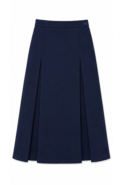 FASHION Girls' Plain School Skirt (High School) - Navy