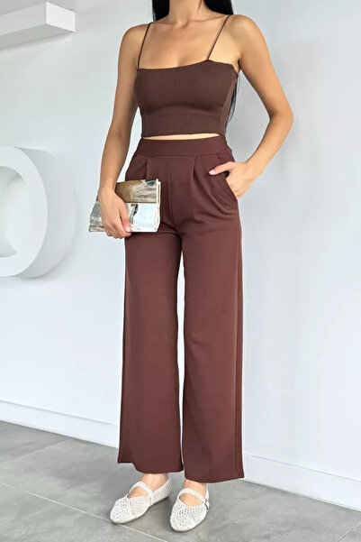 TOZLU Women's Pleated Pipe Leg Pants
