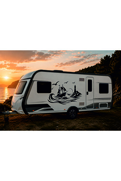 Birim Matbaa Caravan Trip to the Lighthouse Auto Sticker (100C58 cm)