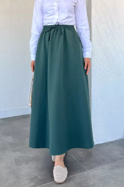 TOZLU Elastic Waist Double Pocket Hijab Skirt
