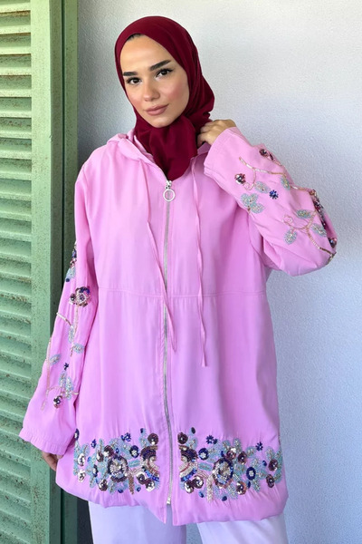 TOZLU Gülseli Bead Embellished Hooded Hijab Cap