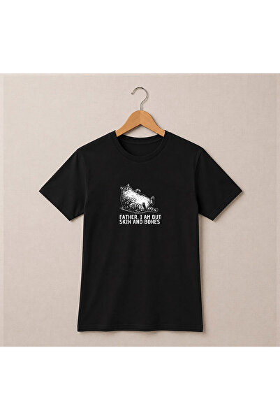 Petgifts Tricou Personalizat "Oversize „Skin And Bones" - Bumbac 100% Negru M...