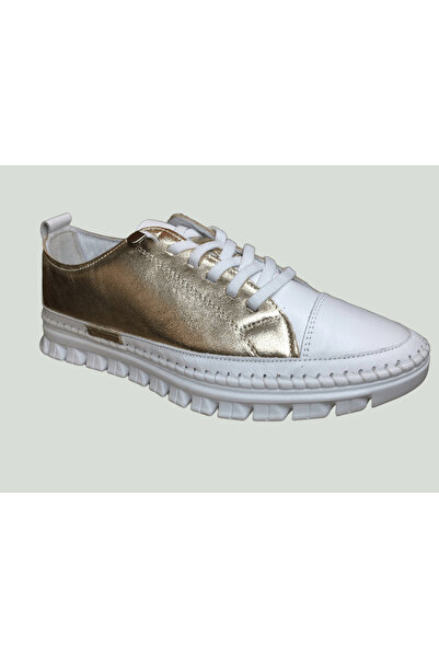 OrtopedikAL 2010 Womenly Style Gold Dore-White Women's Casual Shoes %100 Genu...