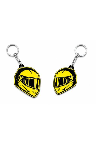 Generic Brand Motorcycle Helmet Keychain Yellow