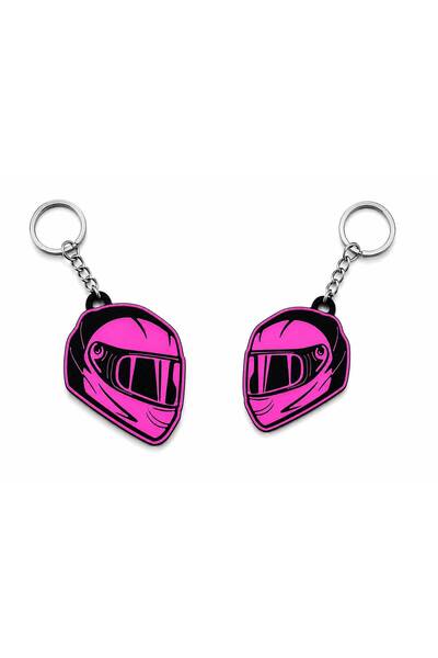 Generic Brand Motorcycle Helmet Keychain Pink