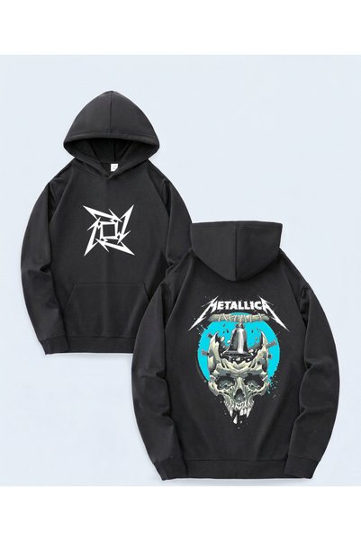 STİL-X SEZON NOU: BLUZĂ DE TRENING OVERSIZE CU IMPRIMEU METALLICA, ȚESĂTURĂ M...