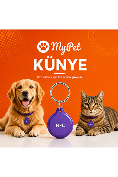 Akıllı Evcil Hayvan Künyesi | Kedi & Köpek İçin NFC Dijital Kimlik | Acil Durum Bilgileri