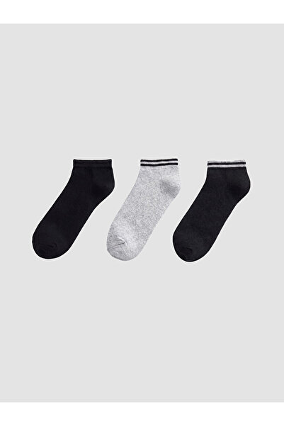 LC Waikiki Rmz Gi̇yi̇m Farkiyla Men's Booties Socks 3-Pack