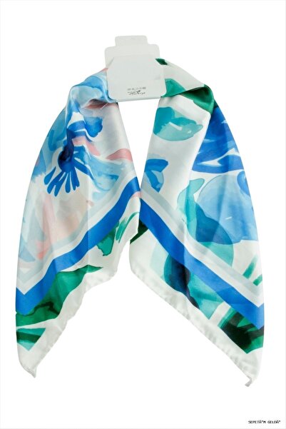 ZERO LAND Spt-Gld Flower Zr Satin Scarf 50X50 (140306) cm Blue