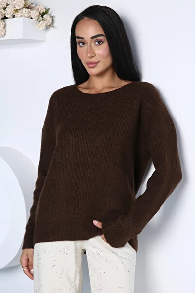 TOZLU Gülseli Women's Knit Sweater with Lace Detail on the Back