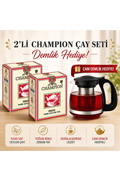 Champion Pekoe 1000 gr x 2 Adet (Cam Demlik Hediyeli)