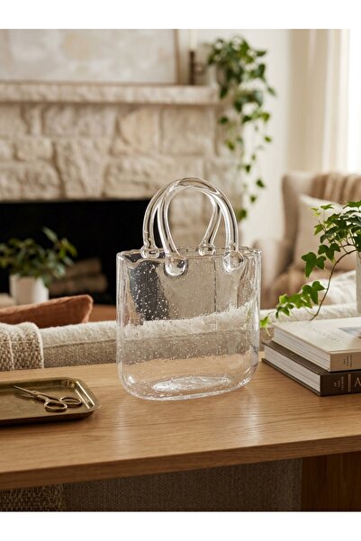 Adeem Transparent Glass Vase in the Shape of a Suitcase Size 30*15