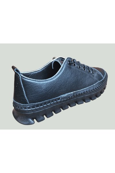 OrtopedikAL 2010 Womenly Style Black Women's Casual Shoes %100 Genuine Leather Elastic Soft