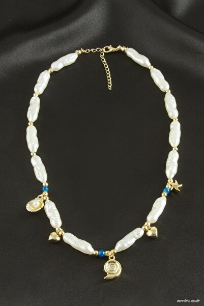 ZERO LAND Spt-Gld Flower Pearl (153814) Necklace Yellow