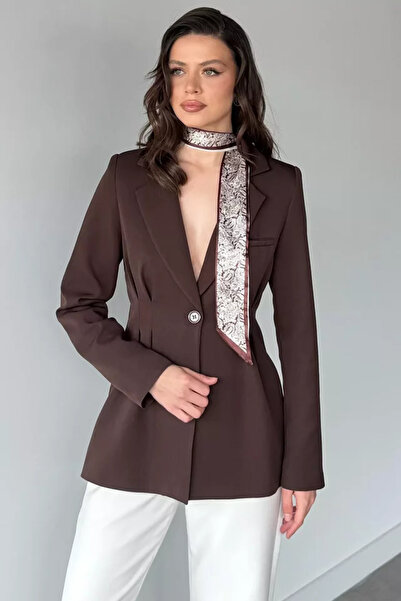 TOZLU Gülseli Women's Lined Pleated Blazer Jacket