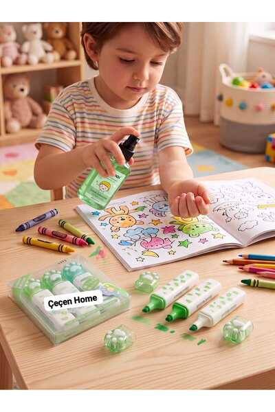ÇEÇEN HOME Set of 3 Blue Pastel Highlighter Pens with Marker Caps, Kawaii Sta...