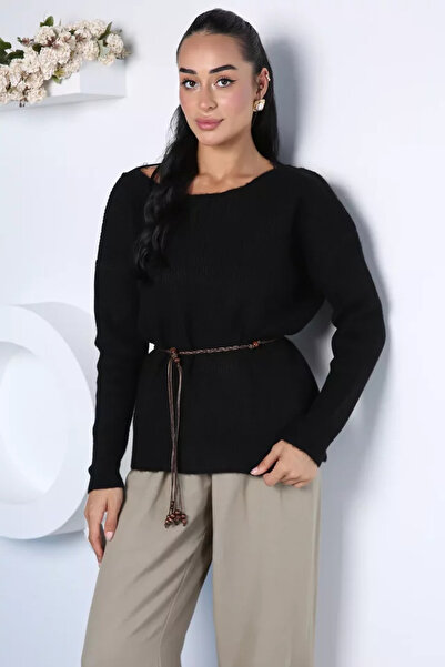 TOZLU Gülseli Women's Knit Sweater with Lace Detail on the Back