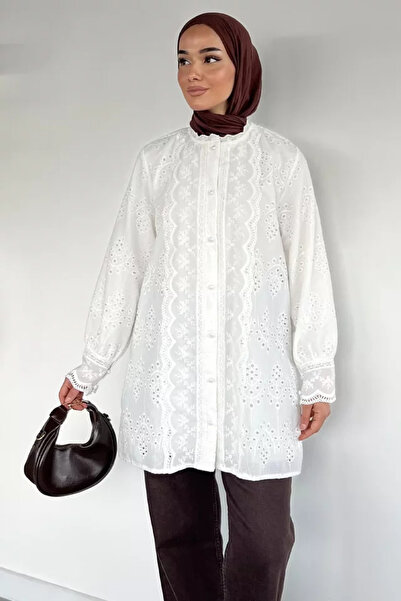 TOZLU Front Buttoned Scalloped Hijab Shirt Tunic