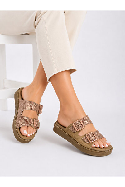 MULEX Women's Straw Detailed Thick Comfort Sole Stitched Slippers