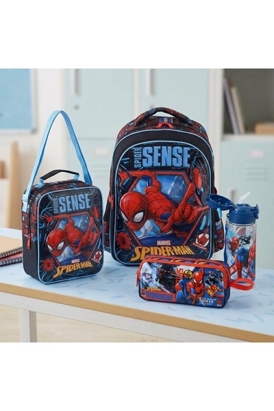 SPIDERMAN Premium Licensed School Bag Set: Primary School Bag + Lunchbox + Pe...