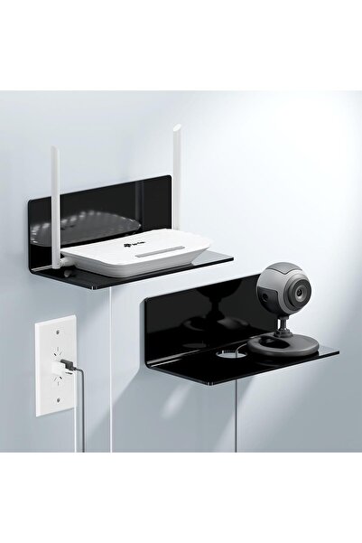 OEM Set of 2 Self Adhesive Wall Shelves, No Drilling 23cm Wide Acrylic Shelve...