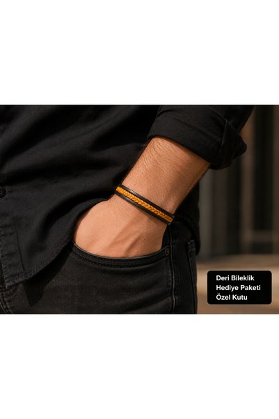 HER ŞEY NOTA www.herseynota.com Kensington Ember Black-Orange Knitted Leather...