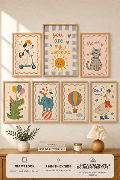 UNT Set de picturi moderne cu aspect de cadru, 7 piese |   Decor de perete pe...
