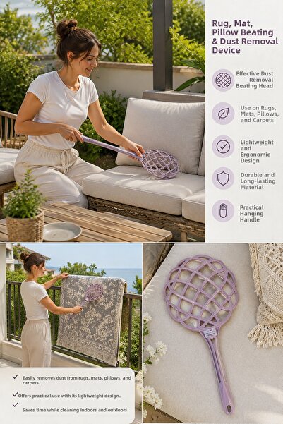 Akyüz Plastik 🧹   Carpet Beater 60 cm – Cushion, Pillow and Dust Removal Car...