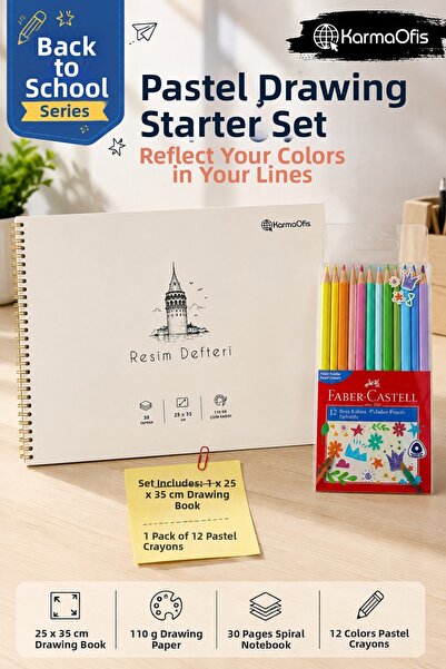 Faber Castell 25x35 см 110 гр Спирален бележник за рисуване и Комплект от 12 ...