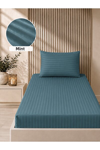 Bella Home Σετ σατέν σεντόνια 100x200 με ρίγες |   Με απαλή υφή |   Κομψό και...