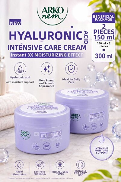 ARKO Hyaluronic Acid Intensive Care Cream 150 ml X 2 Pieces – Hand Face Body ...