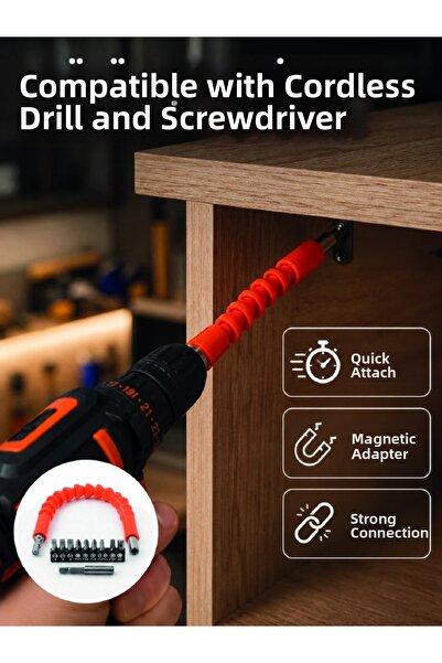Generic Brand Flexible Bits Tip Set 12 Pieces with Magnetic Adapter Drill Scr...