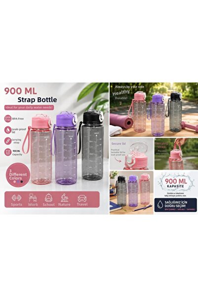 BİZ ZÜCCACİYE 900 ml Water Bottle with Strap (Pink)