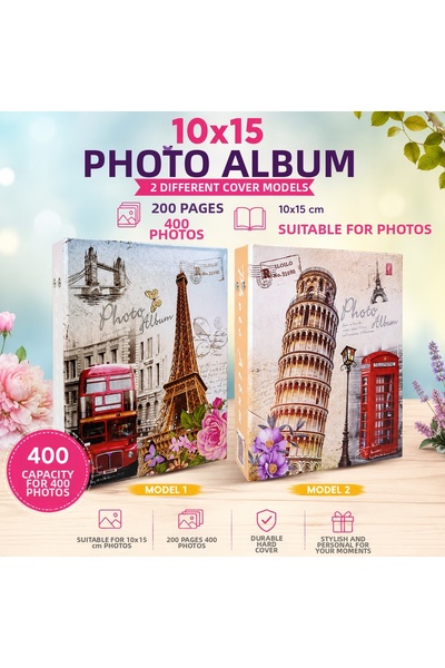 best hediye 400 Nostalgia Patterned Photo Albums - 10X15Cm (200X2 Albums)