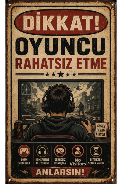 Lucena Μην ενοχλείτε τον παίκτη Ρετρό μεταλλική ζωγραφική τοίχου Gamer Gamer ...