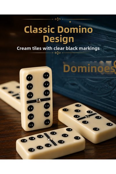 METTREND Premium Leather Boxed Domino Set 28 Pieces Double 6 Classic Game Pieces Stylish Gift Game Set for 2-4 Players