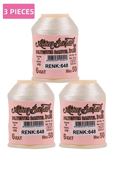 modi 3 Pieces of Gold Spike Needle and Lace Thread 20 Gr - No: 648