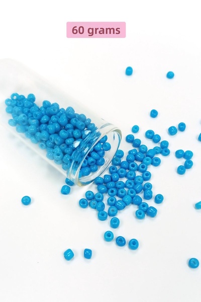 modi Bulk Glass Sand Beads Large Size (6/0) 4 mm - 60 Grams - Light Blue - Bn...